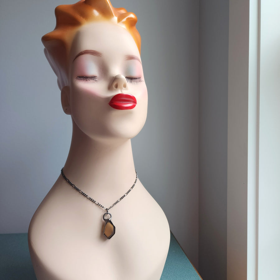 SOLD - Amber Beach Glass Pendant Necklace