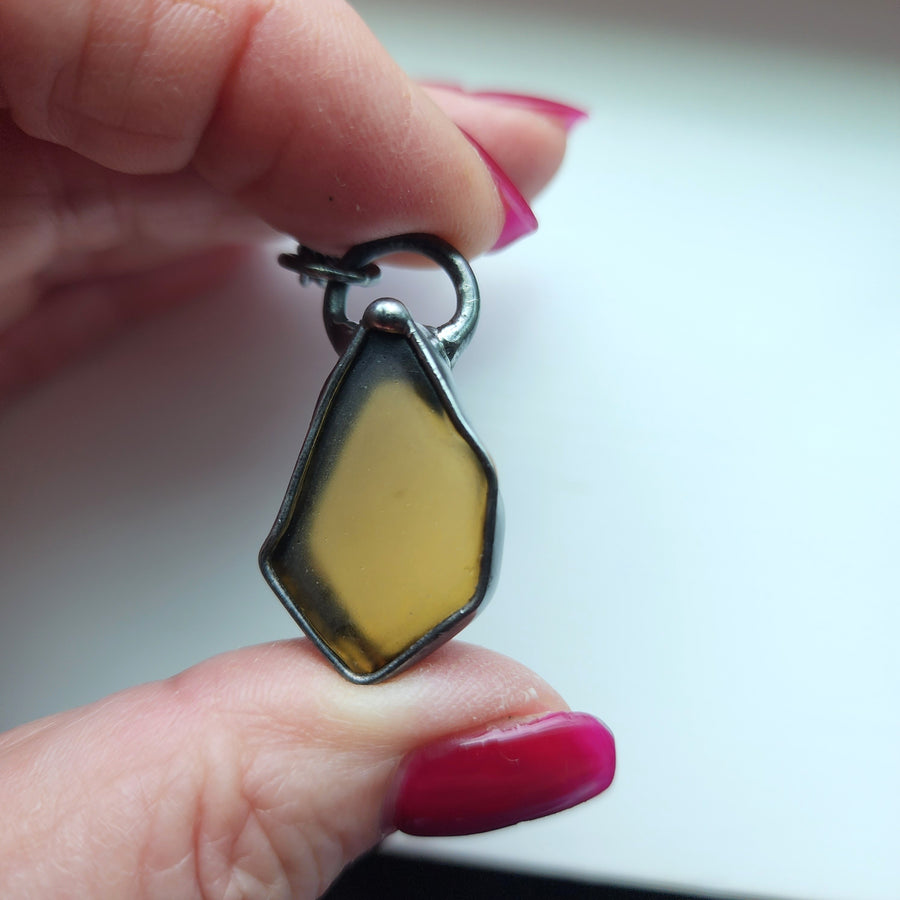 SOLD - Amber Beach Glass Pendant Necklace