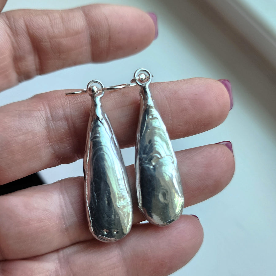 Crazy Lace Agate Earrings, Long Tear Drop, SS Ear Wires
