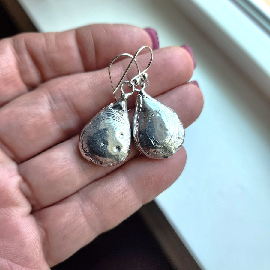 Agate & Pyrite Earrings, Green Doublet, SS Ear Wires