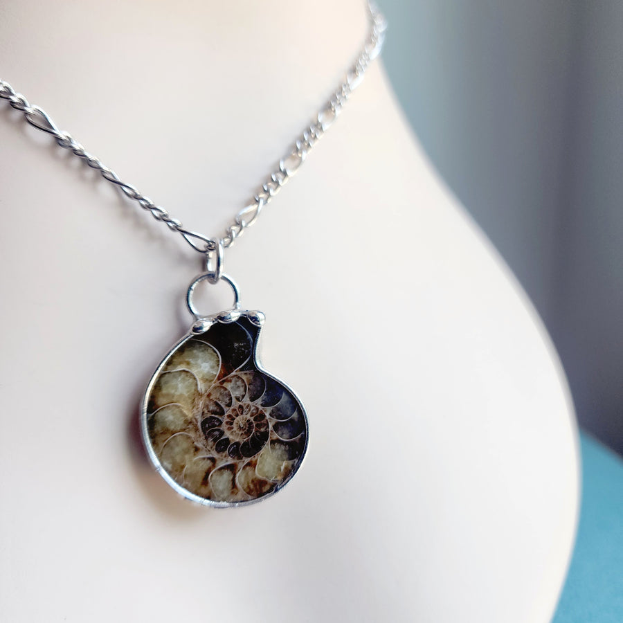 SOLD - Prehistoric Ammonite Pendant Necklace, For Guy or Girl