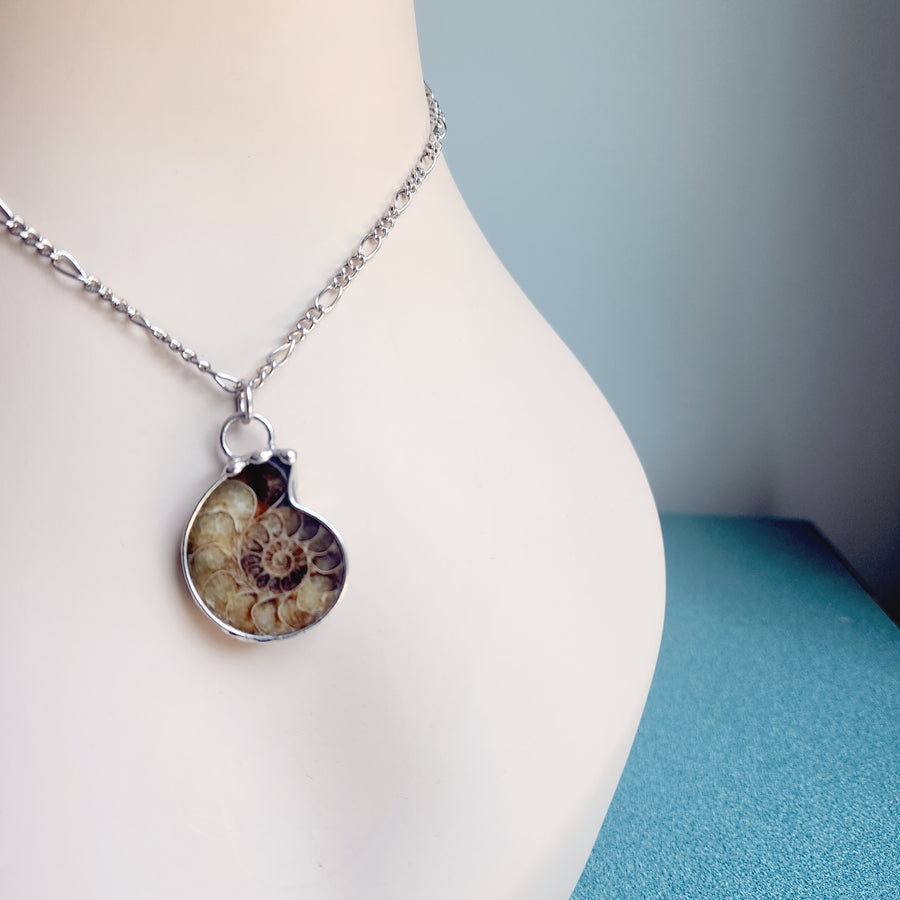 SOLD - Prehistoric Ammonite Pendant Necklace, For Guy or Girl