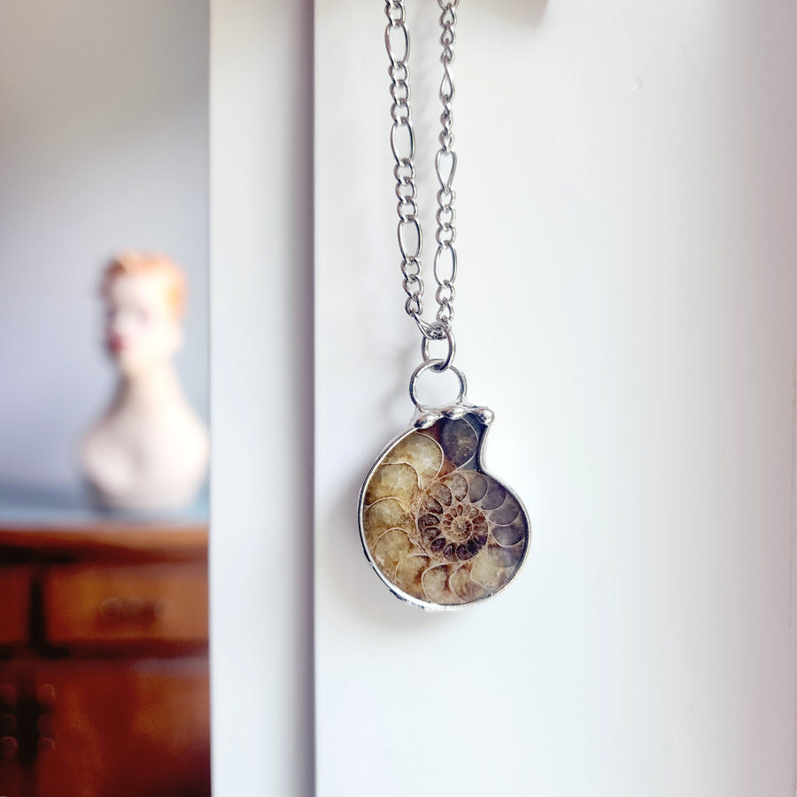 SOLD - Prehistoric Ammonite Pendant Necklace, For Guy or Girl