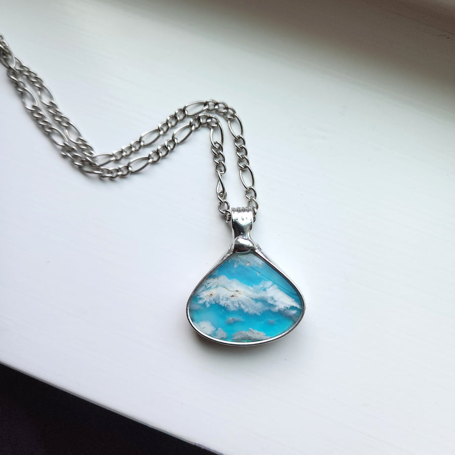 SOLD - Agate Doublet Pendant: Clouds in the Sky Necklace for Women