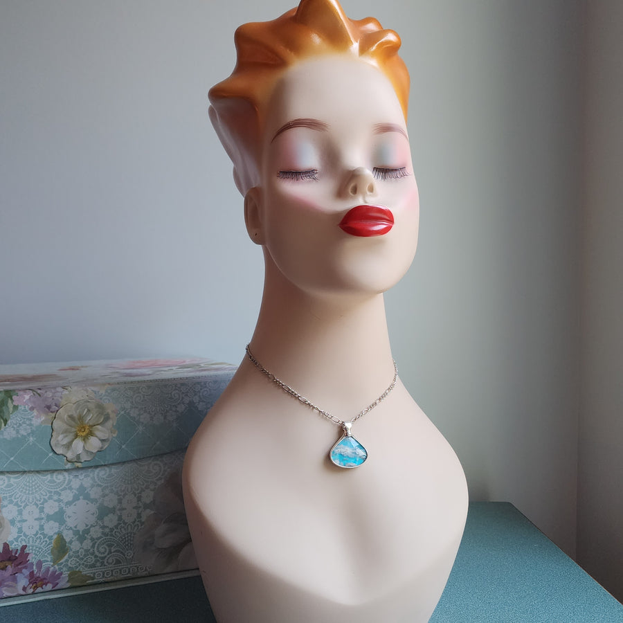 SOLD - Agate Doublet Pendant: Clouds in the Sky Necklace for Women