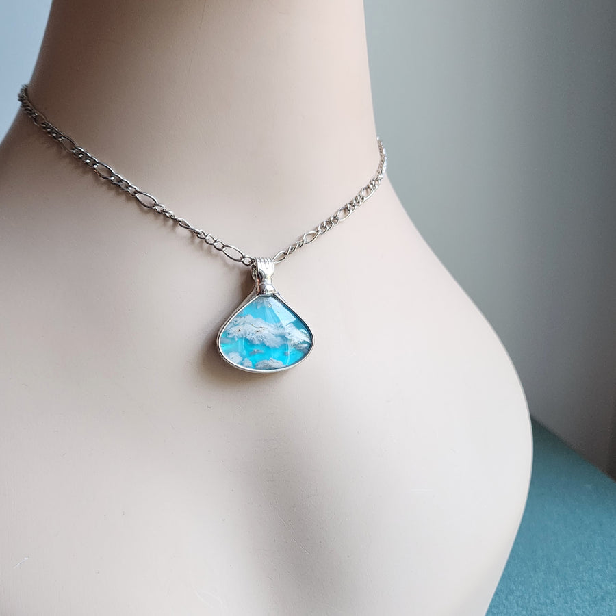 SOLD - Agate Doublet Pendant: Clouds in the Sky Necklace for Women