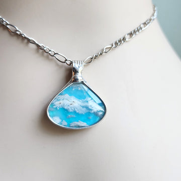 SOLD - Agate Doublet Pendant: Clouds in the Sky Necklace for Women