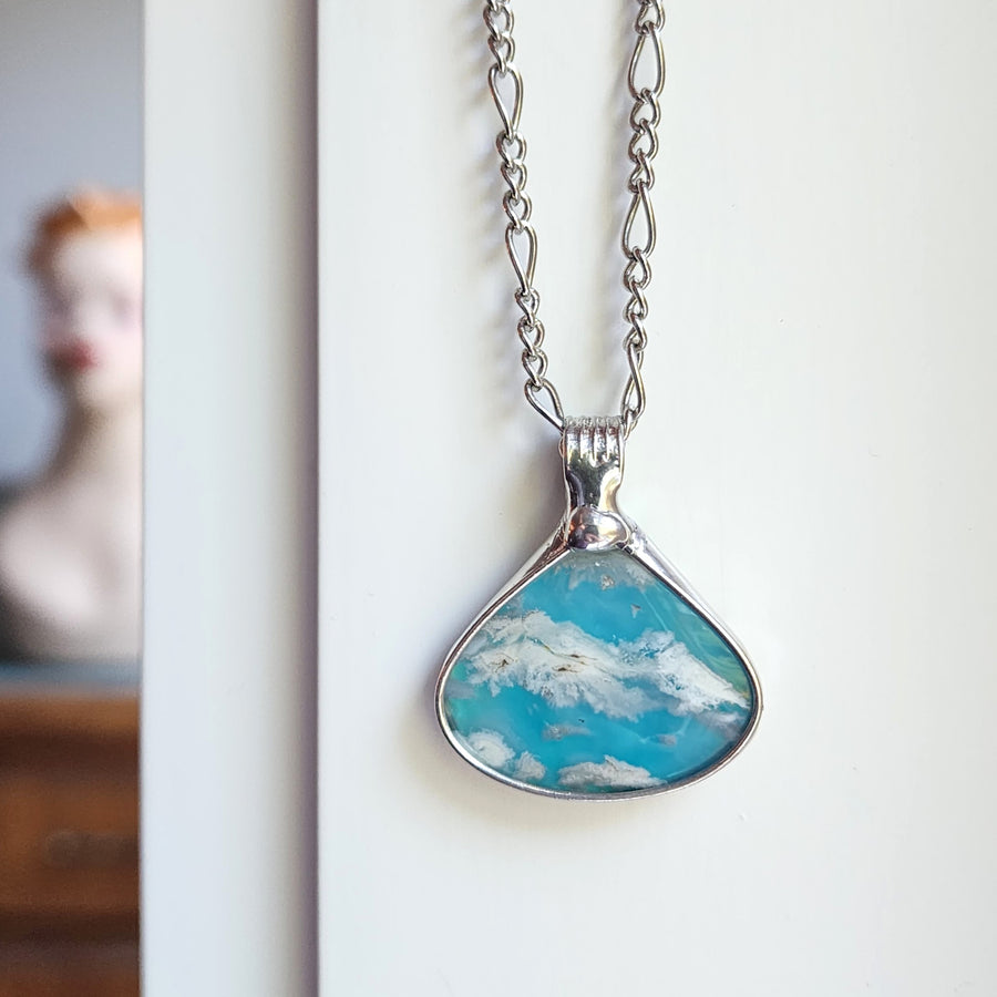 SOLD - Agate Doublet Pendant: Clouds in the Sky Necklace for Women