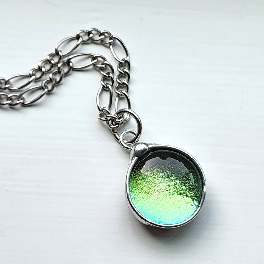 Green Dichroic Glass Pendant Necklace