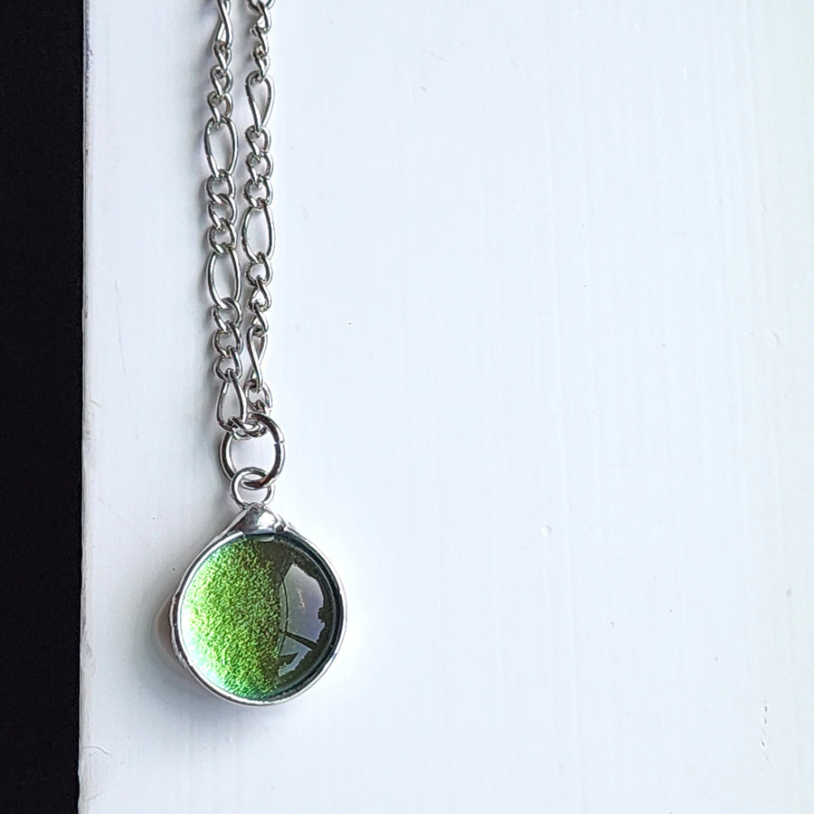 Green Dichroic Glass Pendant Necklace