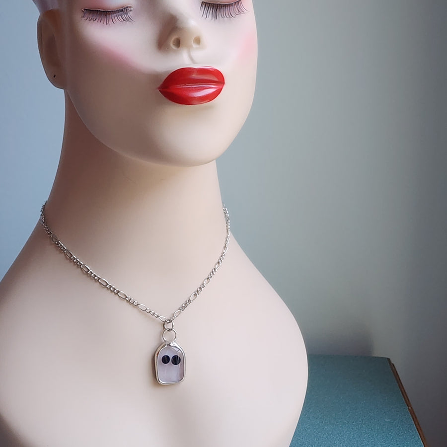 SOLD - Glow In The Dark Ghost Pendants, Fused Glass Jewelry