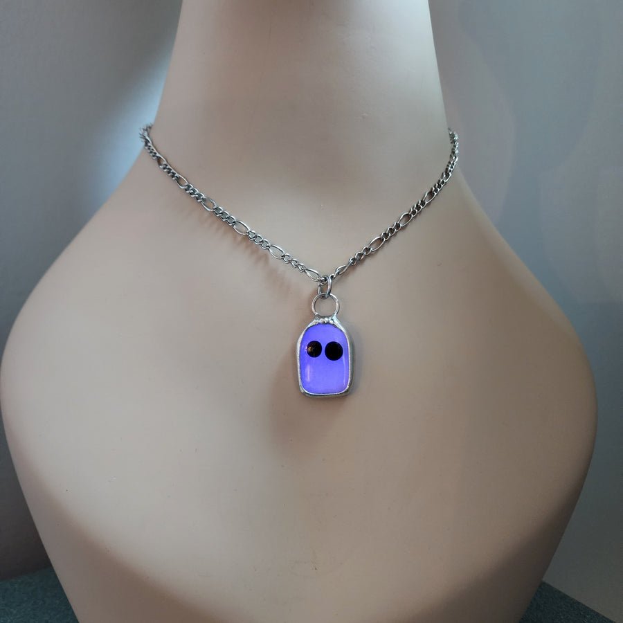 SOLD - Glow In The Dark Ghost Pendants, Fused Glass Jewelry