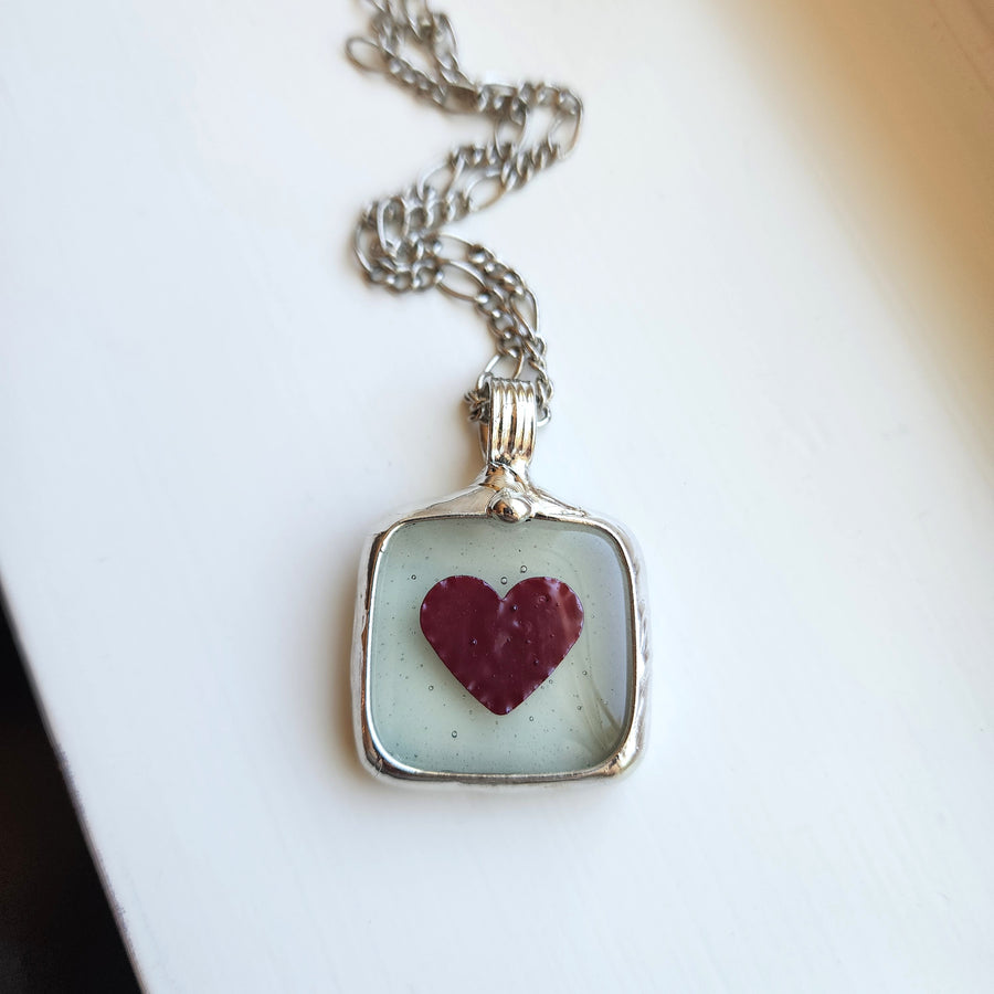 Glow in the Dark Heart Pendant Necklace