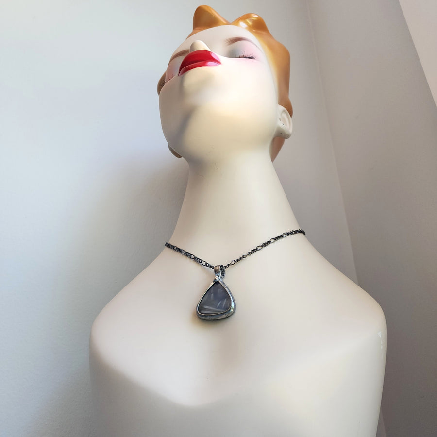 Large Tear Pendant Necklace, Mysterious Agate