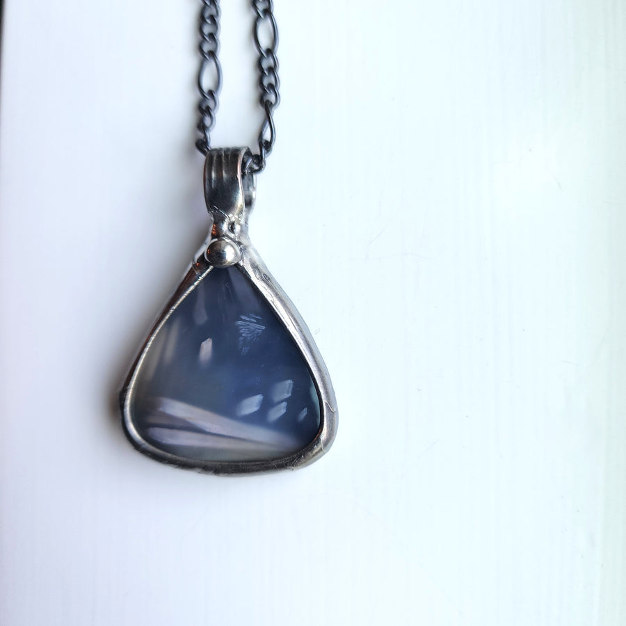 Large Tear Pendant Necklace, Mysterious Agate
