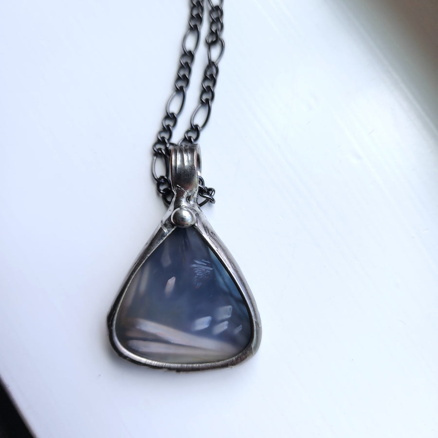 Large Tear Pendant Necklace, Mysterious Agate