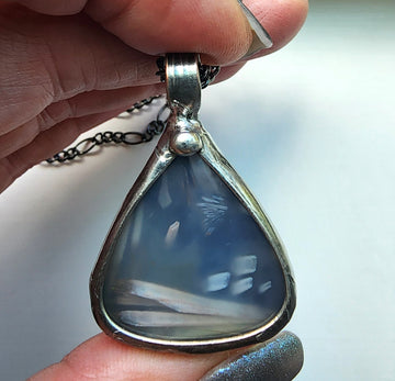 Large Tear Pendant Necklace, Mysterious Agate