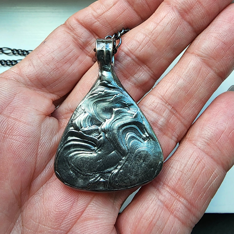 Large Tear Pendant Necklace, Mysterious Agate
