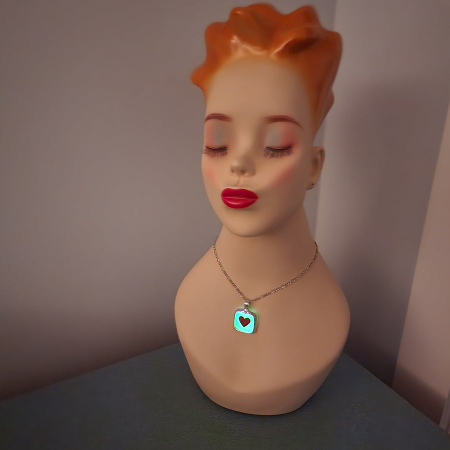 Glow in the Dark Heart Pendant Necklace
