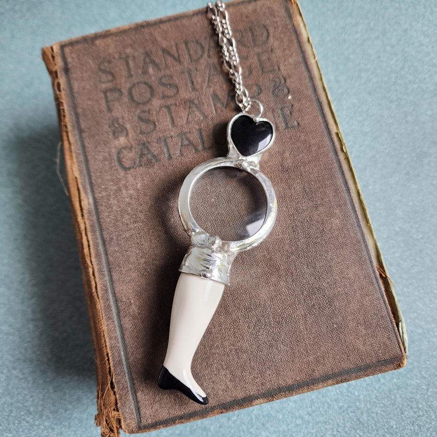 Magnifying Glass Necklace, Vintage Doll Leg, Cool Vintage Stuff