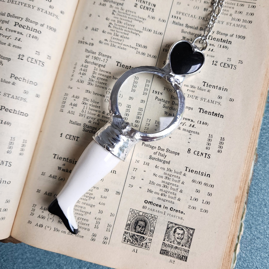 Magnifying Glass Necklace, Vintage Doll Leg, Cool Vintage Stuff
