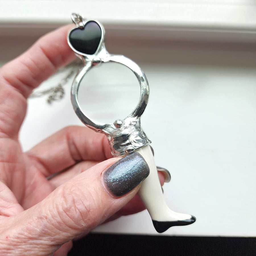 Magnifying Glass Necklace, Vintage Doll Leg, Cool Vintage Stuff