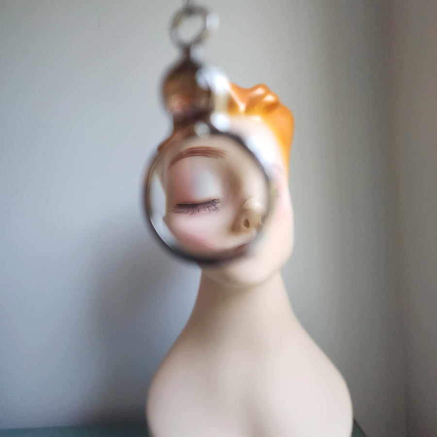 Magnifying Glass Pendant, Multicolored Opal Glass Inset