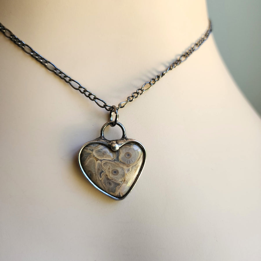 Ocean Jasper Heart Pendant Necklaces, Choice of Two