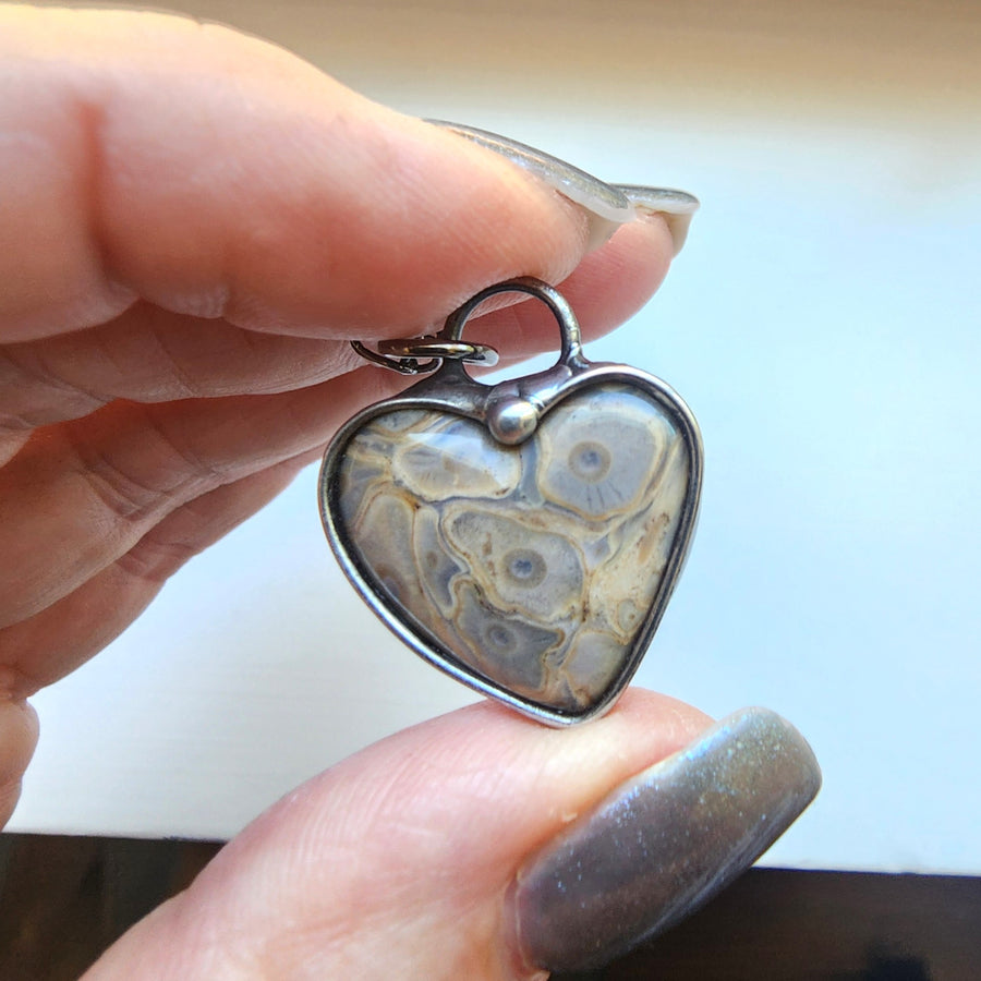 Ocean Jasper Heart Pendant Necklaces, Choice of Two