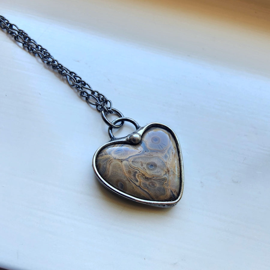 Ocean Jasper Heart Pendant Necklaces, Choice of Two