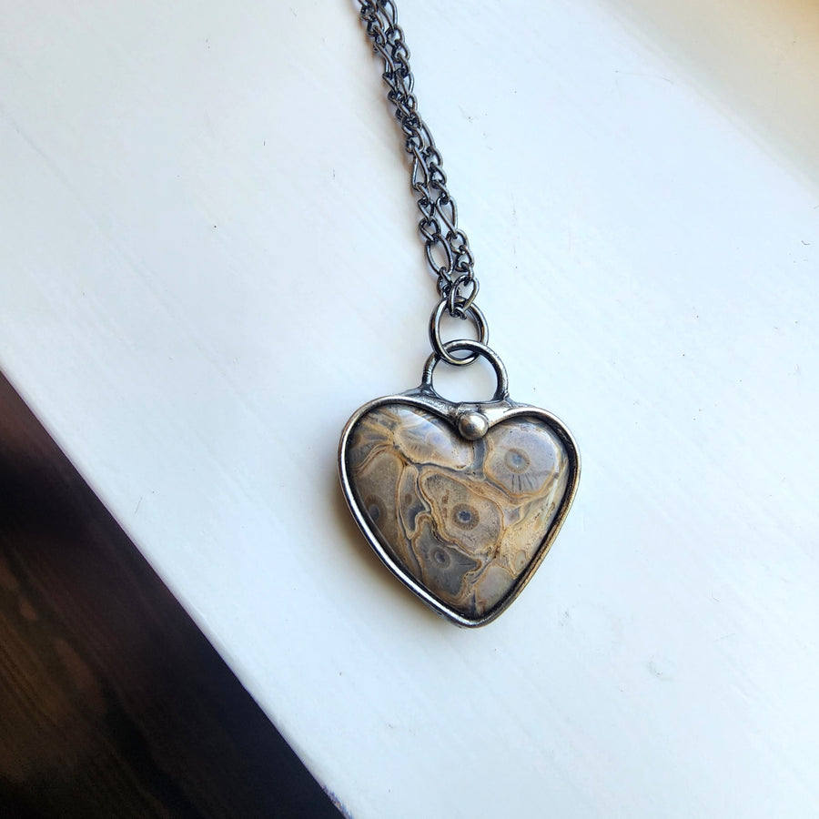 Ocean Jasper Heart Pendant Necklaces, Choice of Two