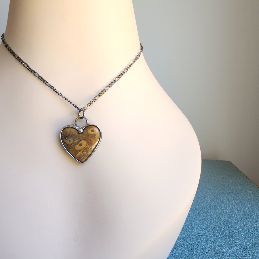 Ocean Jasper Heart Pendant Necklaces, Choice of Two