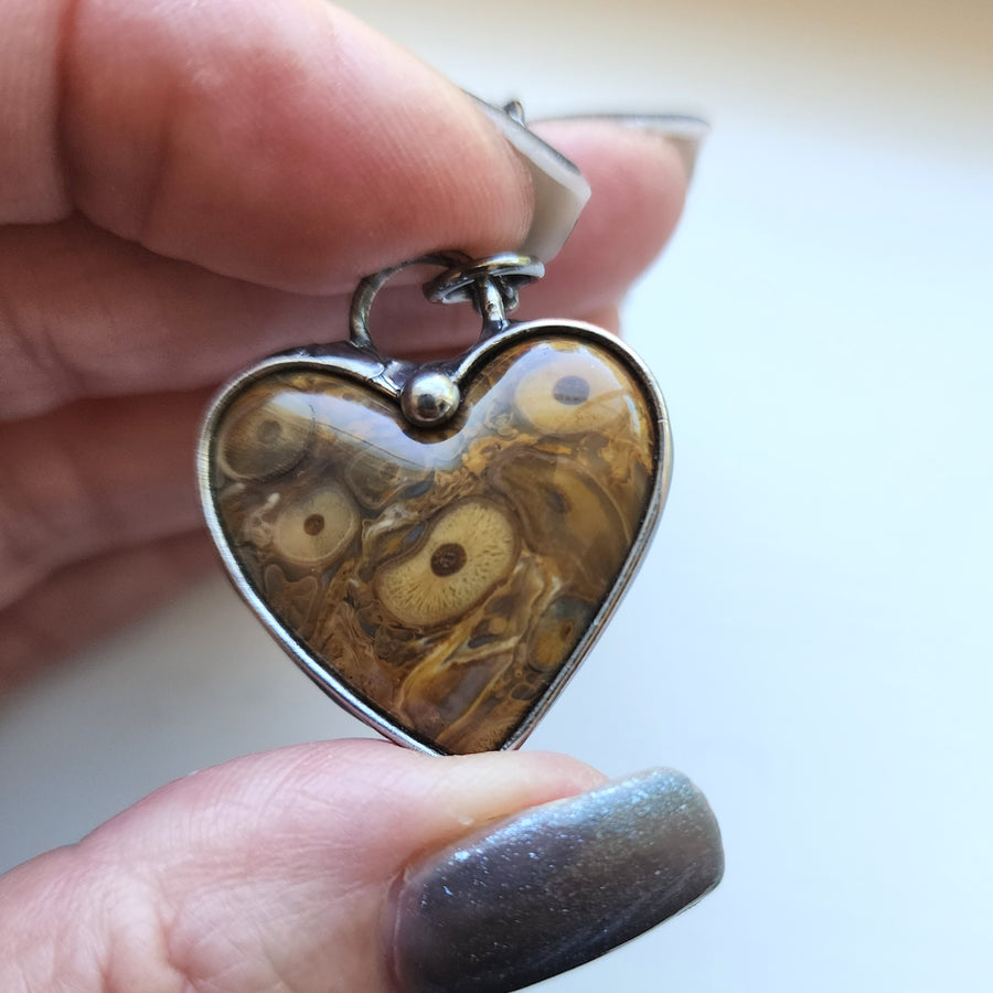 Ocean Jasper Heart Pendant Necklaces, Choice of Two