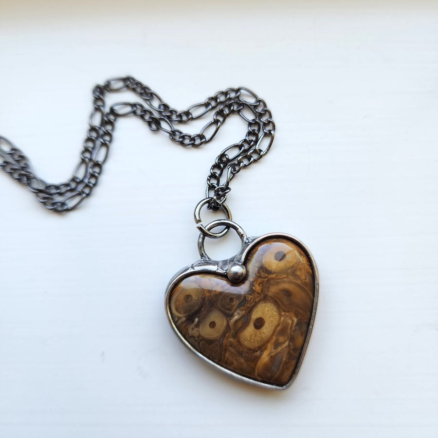 Ocean Jasper Heart Pendant Necklaces, Choice of Two