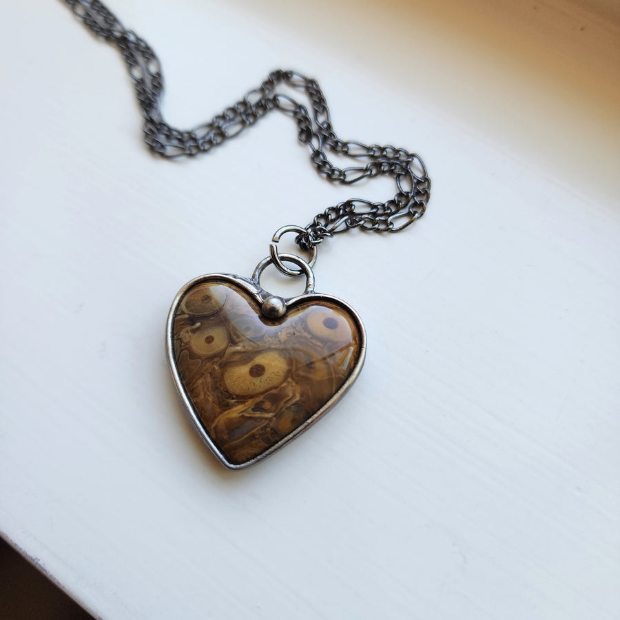 Ocean Jasper Heart Pendant Necklaces, Choice of Two