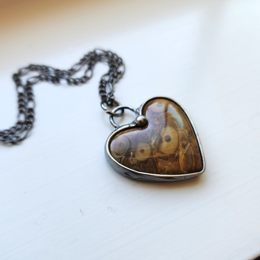 Ocean Jasper Heart Pendant Necklaces, Choice of Two