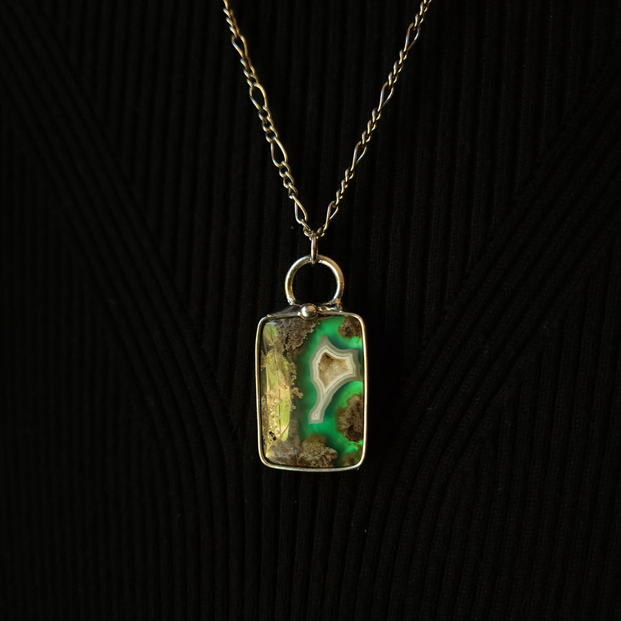 Moss Agate Doublet Pendant Necklace