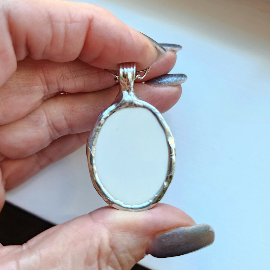 SOLD - Blue Willow Broken China Pendant Necklace for Women