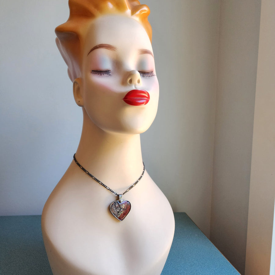 Moss Agate Heart Pendant Necklace for Women