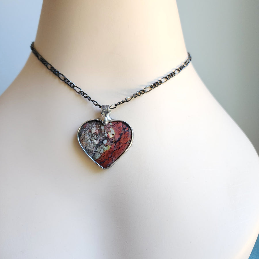 Moss Agate Heart Pendant Necklace for Women