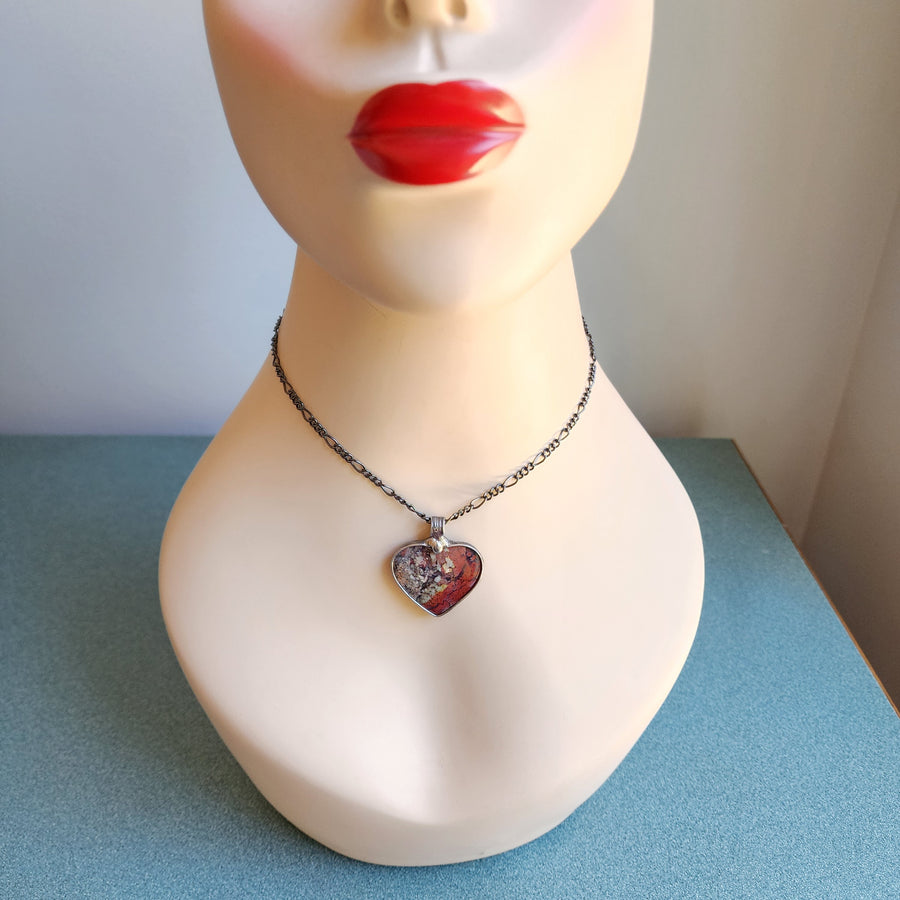 Moss Agate Heart Pendant Necklace for Women