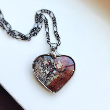 Moss Agate Heart Pendant Necklace for Women