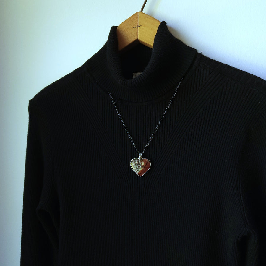 Moss Agate Heart Pendant Necklace for Women