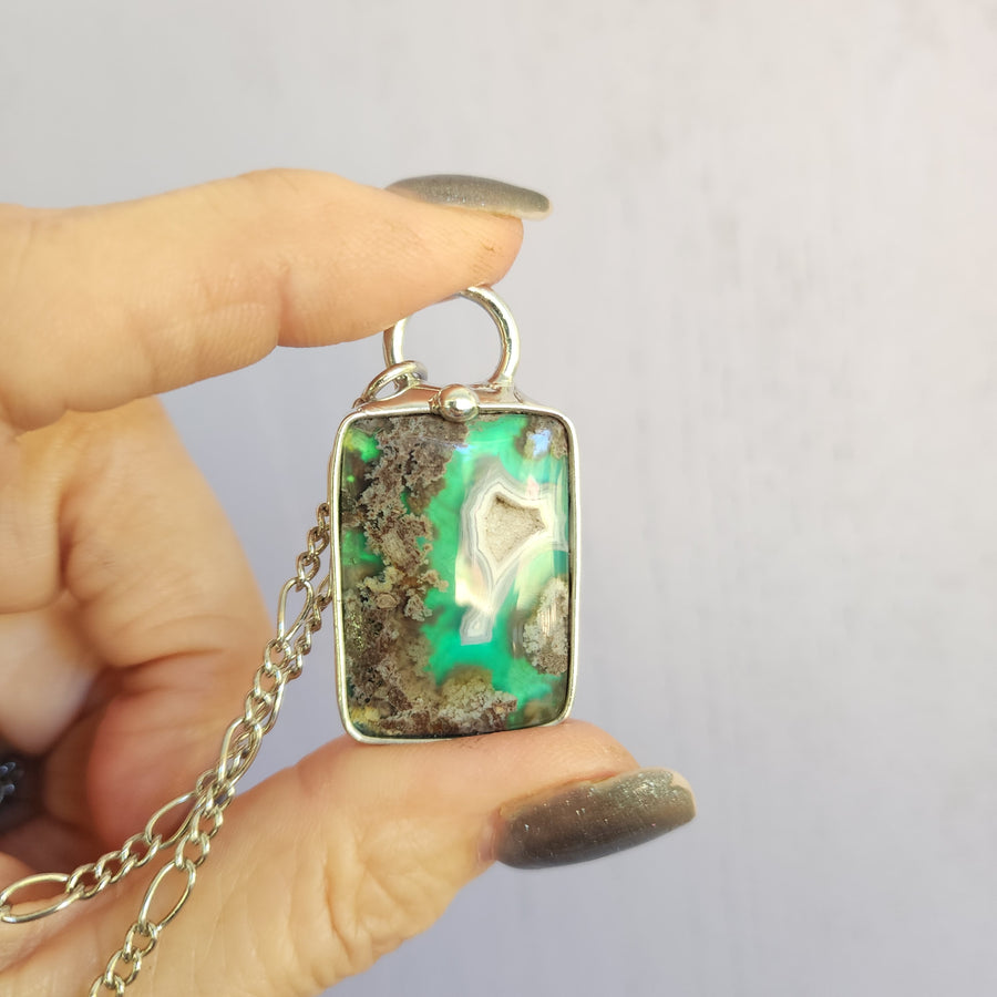 Moss Agate Doublet Pendant Necklace