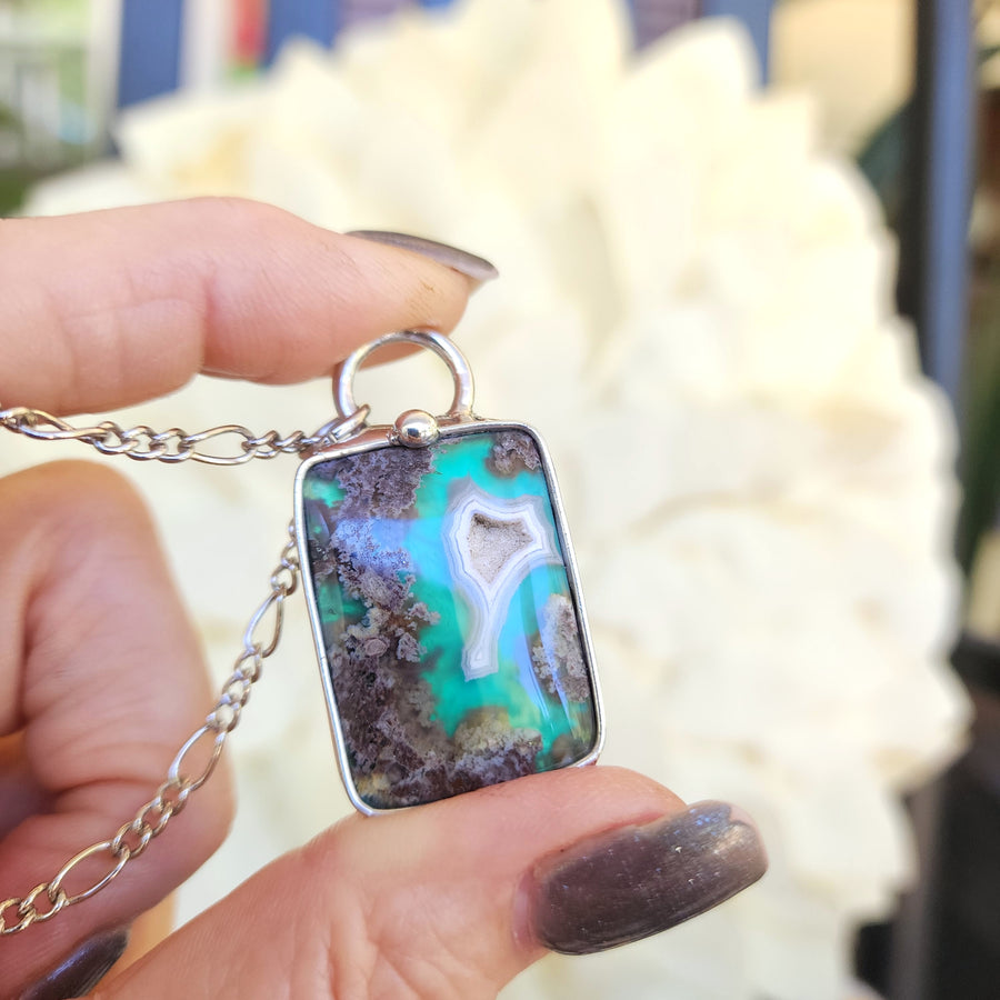 Moss Agate Doublet Pendant Necklace