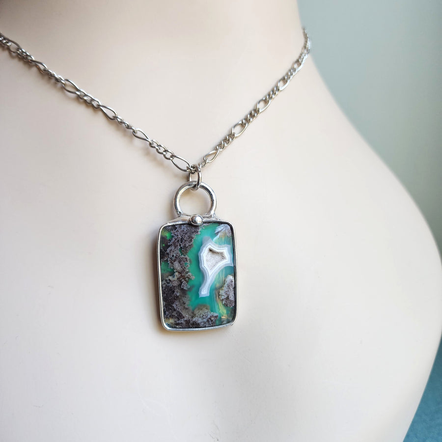Moss Agate Doublet Pendant Necklace