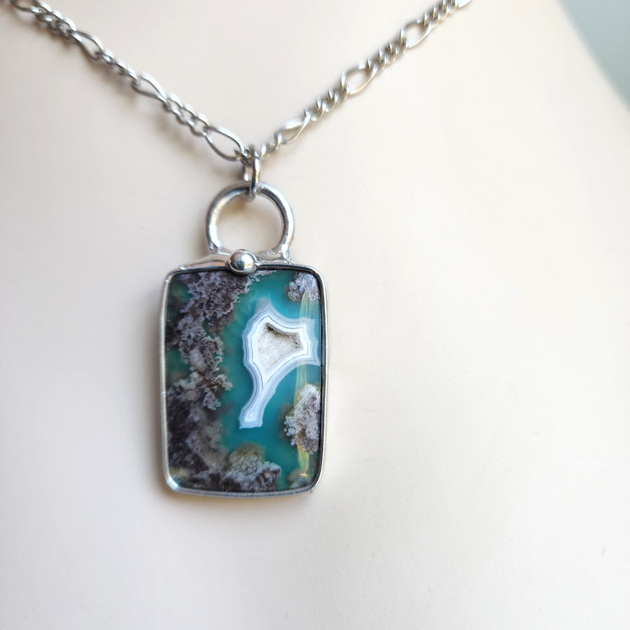 Moss Agate Doublet Pendant Necklace