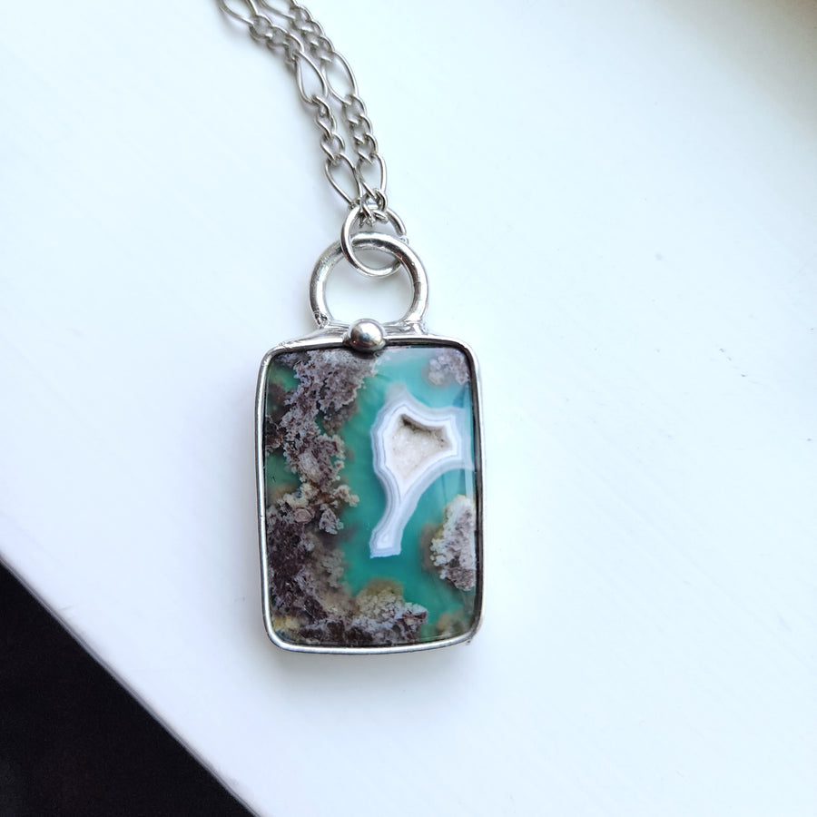 Moss Agate Doublet Pendant Necklace