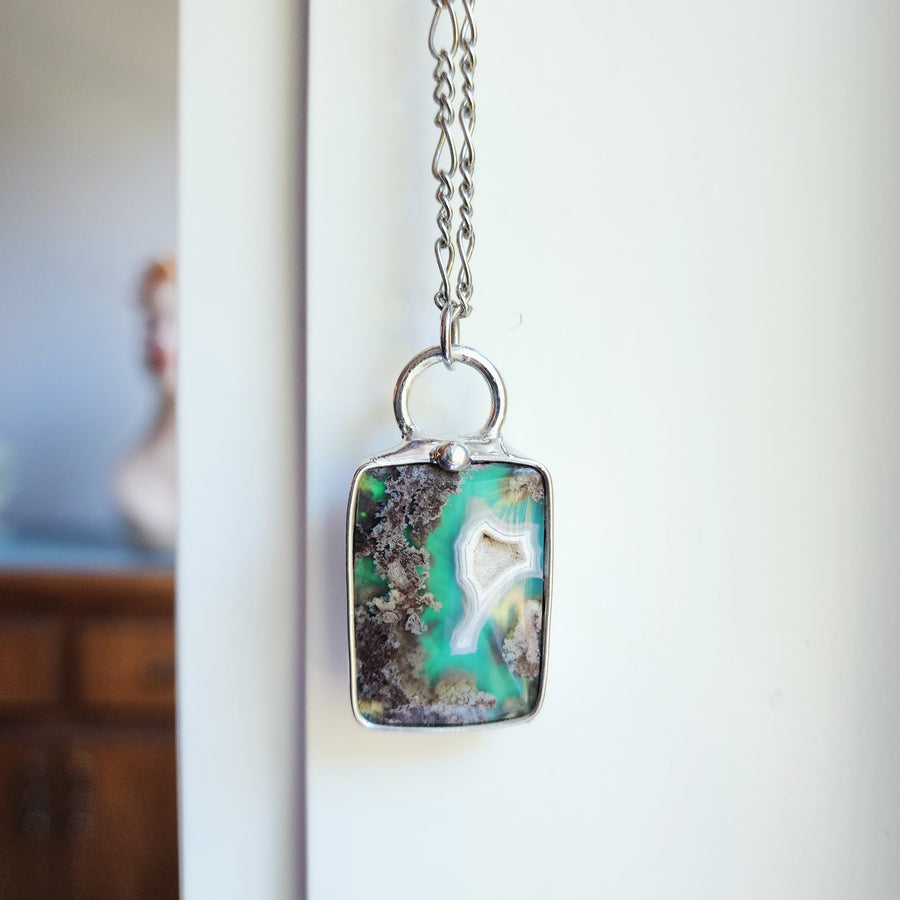 Moss Agate Doublet Pendant Necklace