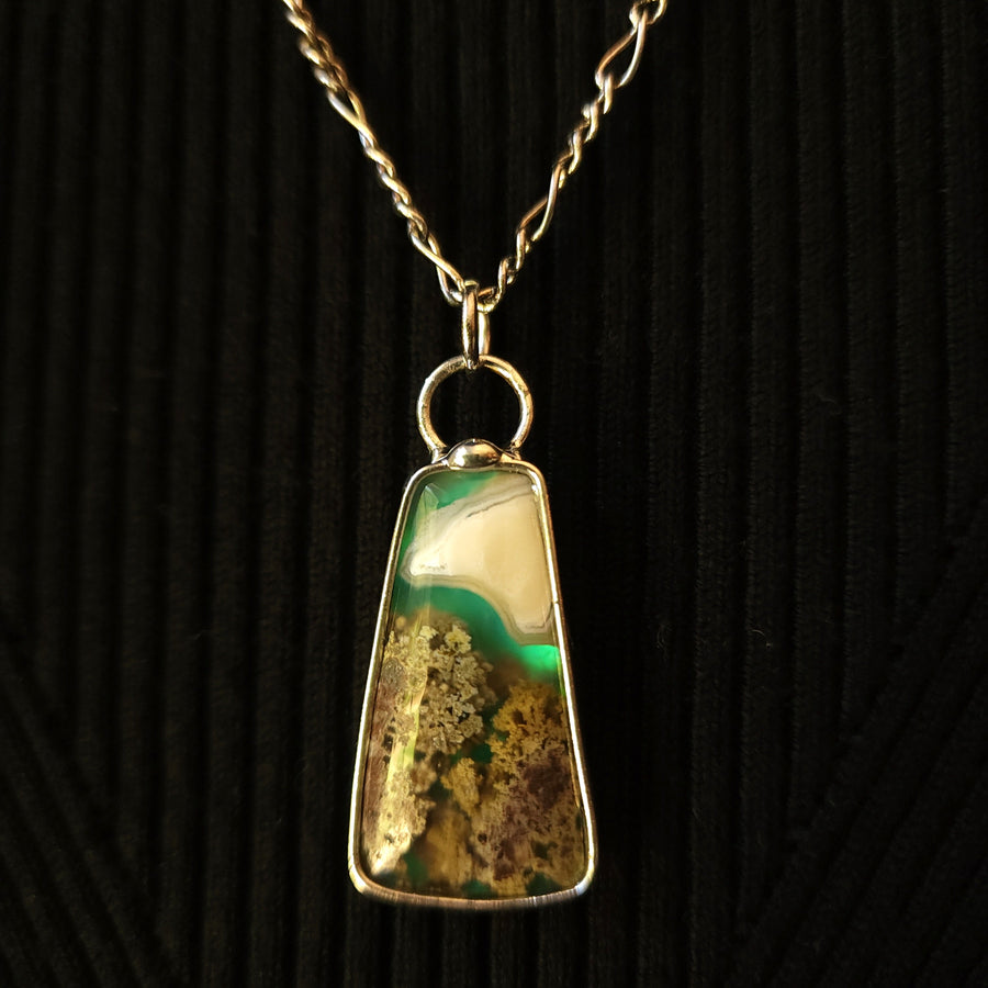 Moss Agate Doublet, Landscape Pendant Necklace